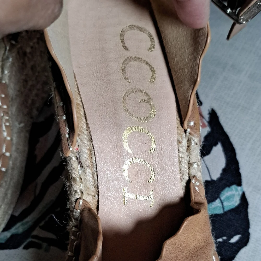 CCOCCI Tan Espadrille Sandals with Ankle Strap